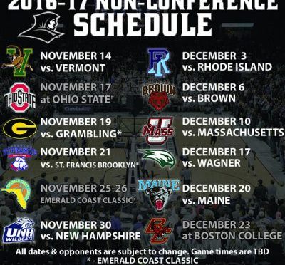 Providence Released 2016-17 Non-Conference Schedule