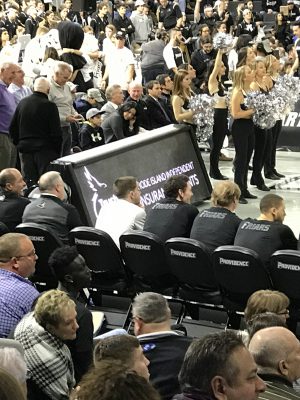 Daniel Mading takes in Provdience's game against #4 Villanova on February 3, 2017 at the Dunkin' Donuts Center. Mading was on an official visit to Providence.